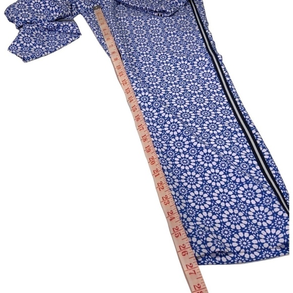 TALBOTS Petites Blue Geometric Print Flowing Straight Leg Trouser Tuxedo Stripe - Picture 7 of 10